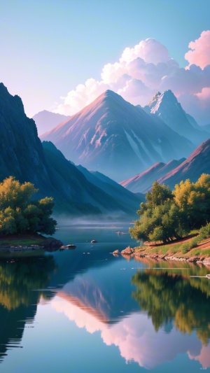 中国山水画的细腻层次：水墨AI绘制的艺术景观描绘