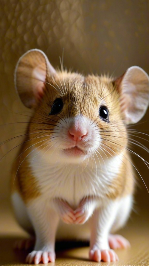 背景金色为主画一只可爱的胖嘟嘟的小老鼠