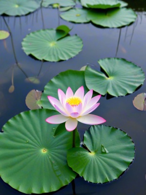 开满荷花的池塘上有一朵并蒂莲，水珠