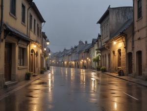 风景如画的小镇，小雨淅淅沥沥的下个不停，一份宁静，一份惬意，实拍摄影效果。