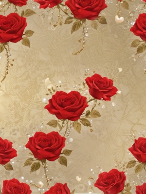 valentines roses gold hearts and pearls wallpaper, in the style of light red and red, neo-plasticism, bold, vibrant colors v 6.0 ar 2:3