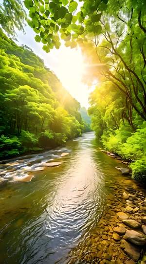 一家无人机从天空拍摄到了这样优美的风景画面！有河流。有树林，