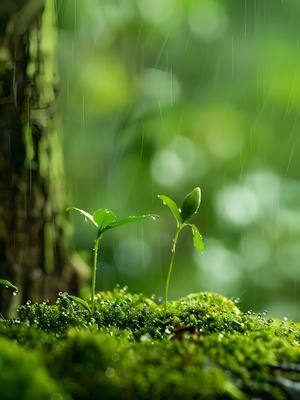 天空下着雨。