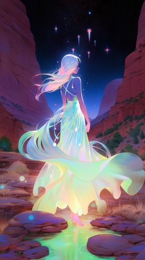 Pluto's Dance with the Ethereal Goddess: A Dreamy Neon Wonderland
