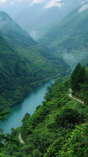 茂密的大青山、碧绿的清澈江水、蜿蜒的曲线山路、青翠欲滴的绿树林立、鲜花绽放的草地、婀娜多姿的翠绿植被、微风拂过的慢慢流动的绿草地、青青翠竹丛、浓绿色的涧溪流淌、幽深的绿色森林、青山脉脉含情、清澈见底的绿水悠然流淌、绿树成荫的水泽、翠绿山峦云雾缭绕、蓝天绿水间的和谐纯美、绿意盎然的田野、绿叶拂动的湖面、流淌青绿的小溪、蔚蓝天空下的翡翠山野、绿草如茵的青山美景、青山环绕