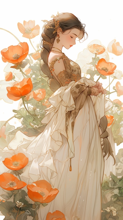 A loyal and patriotic princess of poppy flowers, full body, freedom, soul, digital illustration, comic style, perfect anatomy, centered, approaching perfection, dynamic, highly detailed, watercolor painting, artstation, smooth, sharp focus, illustration, Garth Williams Style, Mucha Style, Makoto Shinkai Style ar 3:4 v 5