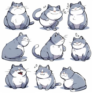 Nine,poses,and,expressions,happy,angled,sadcracking,cut,expected,disappointed,overspeechness,shy,a,so,cute,cat,Super,Obesity,full,body,white,background,multiple,poses,and,expressions,KeithHarlem'sgraffitistyle,sharp,illustrations,boldlines,andsolid,colors,simple,details,Minimalism,line,artsticker,art,simple,lines,s,750