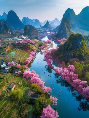 桂林山水与哈尼梯田，纯净天空下的大师杰作
