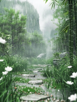 rain,rain day,grass,(waterfall:1.3),rivers,Water spray,meadow,Spring rolls,bamboo,bamboo forest,bamboo shoot,(White flowers:0.5),Font Art,Focus in the middle,Natural scenery,no people,masterpiece,high-definition details,3D art,C4D,OC rendering,light green,depth of field,clear contrast between front and backlora：绿意盎然春色茶饮0.5、玉涧 _ 玉制国风0.2、微缩世界0.5、爱丽丝0.4、3D电商模型0.3#ai #ai绘画 #stable_diffusion #ai艺术字 #绘画 #壁纸 #24节气 #清明节