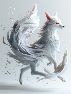 九尾狐，跳舞，神话，可爱，白色