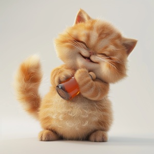 Cute Chubby Fluffy Kitten with Pixar Style