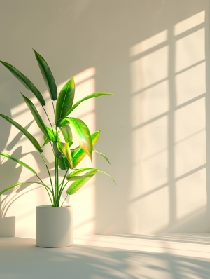 Organic Abstracts: Delicate Minimalism in a Green Plant-Filled White Room