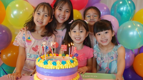 26岁女孩的生日聚会，主题是热情与欢乐。生日女孩邀请亲朋好友，在装饰着五彩气球的房间里，共同庆祝她的生日。大家分享蛋糕，互赠礼物，欢声笑语不断。生日女孩激动地许愿，朋友们献上祝福，现场气氛热烈。