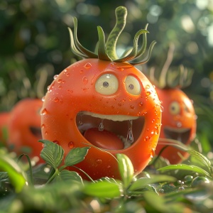 生成一个开心的西红柿表情包