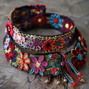 波西米亚风彩色花朵民族饰品腰带