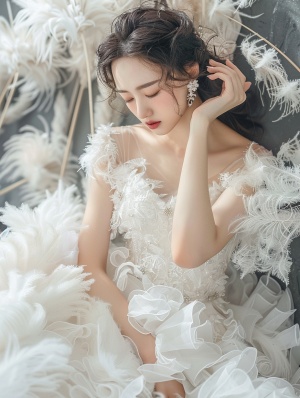 法式浪漫白色婚纱，中西融合绝美款式刺绣