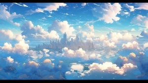 云海，城市，水面
