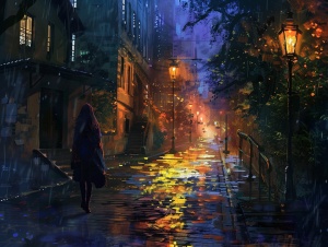 夜深人静，女孩独自一个人走在回家的路上，美丽的街道，明亮的灯光，超高清画质