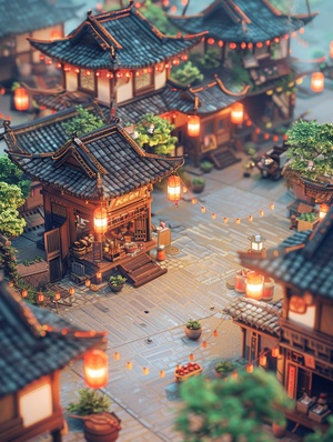 江南小院关键词：Miniature, Spring Festival town isometric view, super cute clay world, outdoor party, tilt motion, excellent lighting, snowflake, volume landscape, brush rendering, tilt motion, 3D, super detail, 32k中文：微缩，春节小镇等角观，超萌粘土世界，户外派对，倾斜运动，优秀灯光，雪花，体量景观，笔刷渲染，倾斜运动，3D，超细节，32k#灵感设计 #midjourney关键词 #mj教程合集 #ai关键词 #ai #Ai绘画 #我的文具分享 #我的运动日常 #江南水乡 #宫殿 #设计 #mj教程合集 #字体设计 #设计灵感 #江南烟雨 #宋画 #洗澡比咖啡提神 #温馨小窝