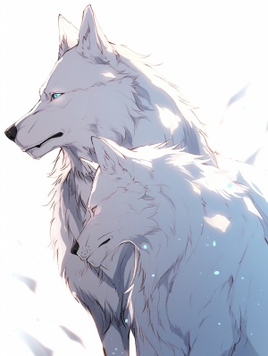 背对背的一白一黑狼：严肃的黑狼与冷淡的白狼建立信任