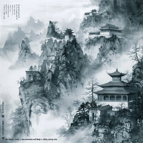 根据诗句“囯破山河在，城春草木深”画一幅插画，中国风，大师巅峰之作