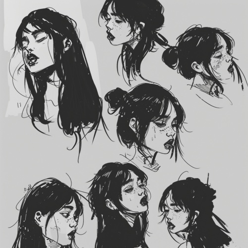 sketches, (worst quality:2), (low quality:2), (normal quality:2), lowres, normal quality, ((monochrome)), ((grayscale)), skin spots, acnes, skin blemishes, bad anatomy,(long hair:1.4),DeepNegative,(fat:1.2),facing away, looking away,tilted head, Multiple people, lowres,bad anatomy,bad hands, text, error, missing fingers,extra digit, fewer digits, cropped, worstquality, low quality, normal quality,jpegartifacts,signature, watermark, username,blurry,bad feet,cropped,poorly drawn hands,poorly drawn face,mutati