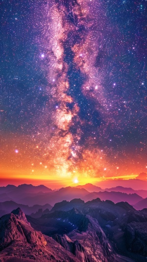 HD glossy photo, galactic sunset Milky Way, ar 9:16