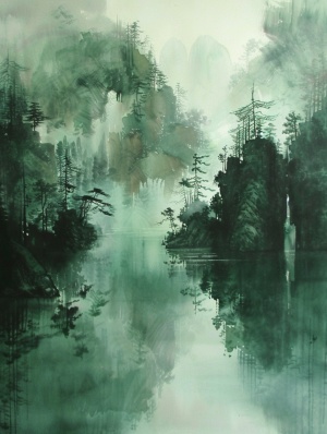 Chinese people’s feelings about landscapes#orientalaesthetics #Aipainting #landscape painting #freehand landscape #green landscape #Chinese ink painting #Wonderland on Earth #Send you a wallpaper #LANDSCAPE #Daily Art Sharing Daily #