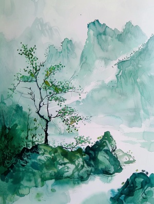 Chinese people’s feelings about landscapes#orientalaesthetics #Aipainting #landscape painting #freehand landscape #green landscape #Chinese ink painting #Wonderland on Earth #Send you a wallpaper #LANDSCAPE #Daily Art Sharing Daily #