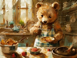 熊熊一直有一个特别的梦想，那就是学会做饭。
