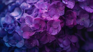 一枝盛开的紫色绣球花，微距拍摄，超高清，背景是纯色的，护眼，清新