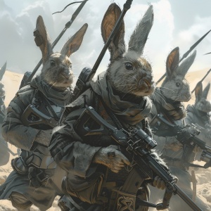 战场上一队兔战士
