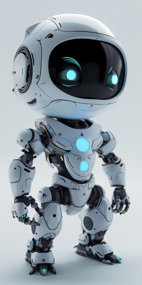 智能机器人u001b[SEP，严谨又可爱,看向屏幕,全身,3D 渲染,全身镜头，