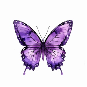 紫色蝴蝶 插画风格 白底