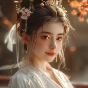 中国古代风中的美丽女子