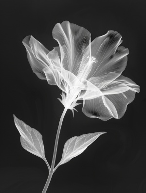 1w xray of a transparent flower on a black background, in the style of Hedi Xandt, Karl Blossfeldman and Miki Asai, xray art style, white flower petals, elegant, monochrome, soft lighting, chiaroscuro, digital painting, smooth, sharp focus, high resolution ar 11:14 style raw v 6.0#画画的日常 #人工智能艺术 #我和AI有话说 #生成艺术 #AI生成 #midjourney咒语 #Midjourney咒语 #midjourney #midjourney学习 #midjourney关键词 #mj #mj关键词 #mj咒语 #AIGC #ai #ai绘画 #小红书 #艺术署