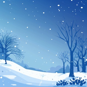 请给我一张蓝色调的冬天主题渐变风格矢量插画