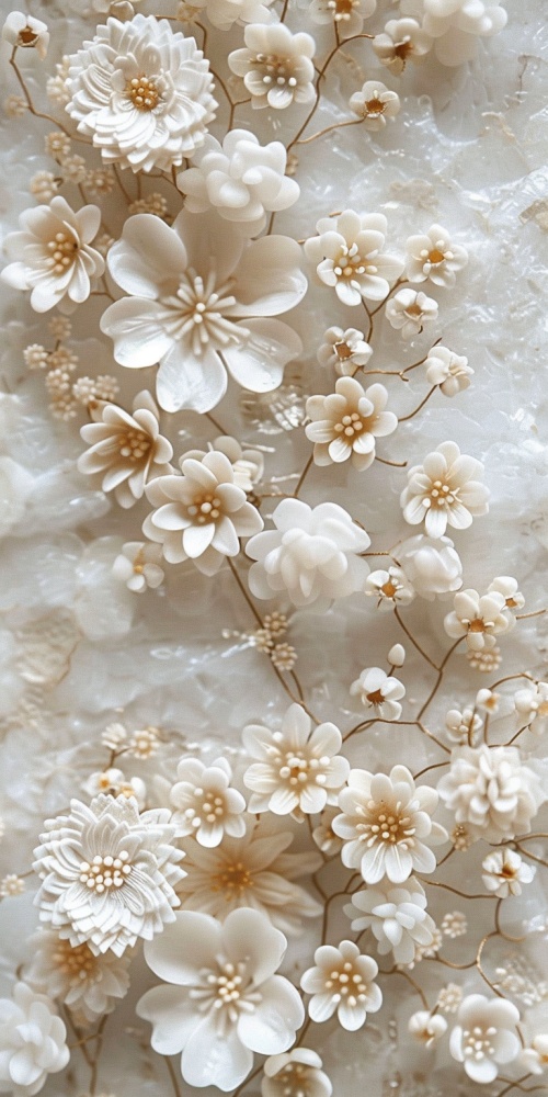 大面积的超小的迷你的白花，浅色背景