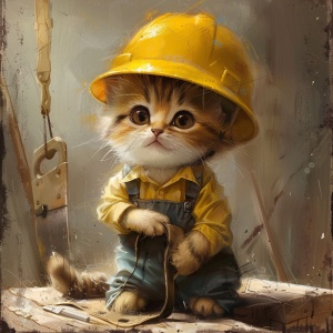 穿着衣服的小猫，做着可爱的工作