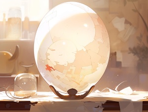 一颗大大的蛋，白色的，,室内,玛瑙,背景虚化,柔光