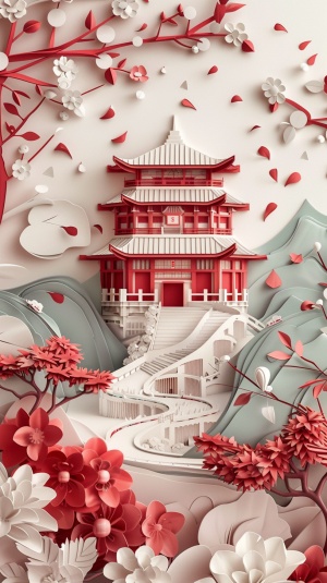 Traditional Chinese Architecture and Oriental Landscape Painting: A Dreamy and Romantic 4K Trending Artstation Masterpiece
