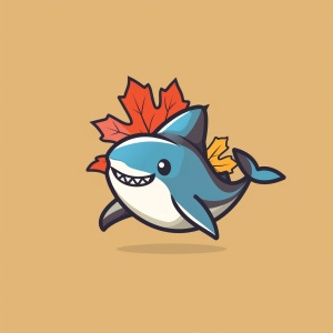 可爱鲨鱼跟枫叶
