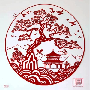 中国剪纸，红色剪纸，单色剪纸