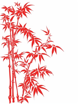 极简的，中国剪纸，关于竹，平面，单层，矢量剪影，竹，镂空，红色，无阴影，白色背景