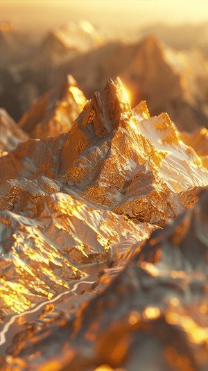 digital art wallpapers golden mountains wallpapers, inthe style of rendered in cinema4d, dreamlikeillustration, himalayan art, realistic usage of light andcolor, tilt shift, baroque sci-fi, high resolution