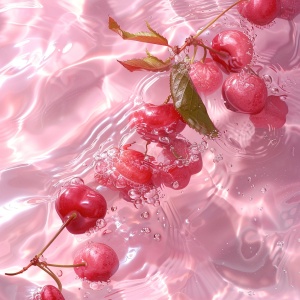 水果樱桃和水的照片