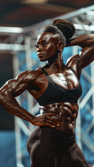 女选手展现强大肌肉