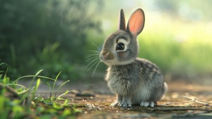 小兔子迷茫地四处张望，不知道该往哪个方向走。