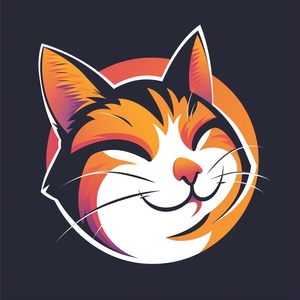 在这图上写上文字HAPPYMEOW生成一个logo