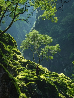 空山不见人，但闻人语响。返景入深林，复照青苔上。